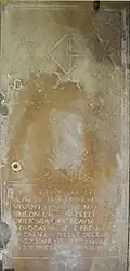 Tombe d'Isabeau de Fontaines (15..-1628), épouse de Siméon Le Coustellier