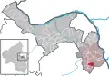 Localisation d'Eimsheim dans la Verbandsgemeide et dans l'arrondissement