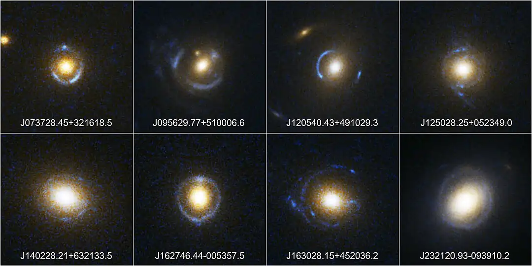Collection d'anneaux d'Einstein obtenue en 2005 après l'étude Sloan Lens ACS Survey.