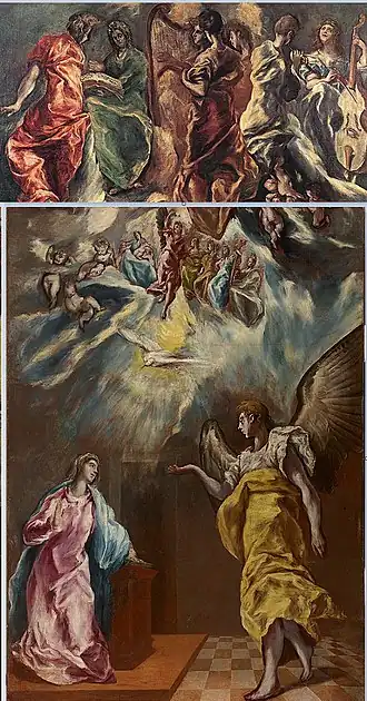 Reconstruction de l'Annonciation dont Le Concert des anges est la partie supérieure.