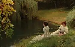 Élégantes se reposant près d'une mare. Collection privée.