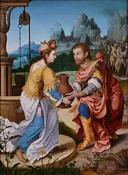 Anonyme, Eliezer et Rebecca au puits, XVIe siècle, Remiremont, Musée Charles-Friry.