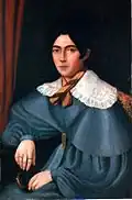 Portrait sur toile de famille d'Elise Cestac jeune fille
