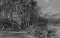 Ellisland Farm, vers 1840, où vécut le paysan et poète Robert Burns, dit le Barde de l'Écosse. Dans sa jeunesse, il fut aussi tenté par l'émigration