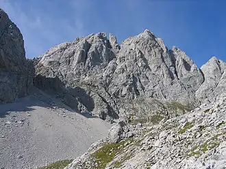 Vue de l'Ellmauer Halt depuis le sud.