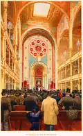 Intérieur de la synagogue d'après une aquarelle d'Emil Ranzenhofer.