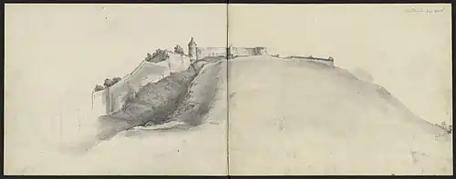 Émile Biette, Montreuil-sur-mer, 1830-1861. Dessin dans un carnet.