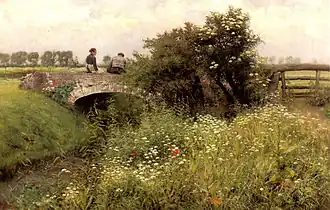 Exemple de grand fossé de drainage de la plaine flamande, tels qu'ils existaient au XIXe siècle.
