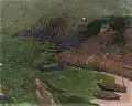 Émile Jourdan : Bateaux dans une baie près de Brigneau (vers 1900).