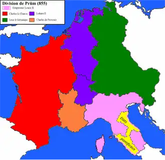 Le royaume de Provence devient indépendant en 855 à la division de l'empire de Lothaire Ier après le traité de Prüm.