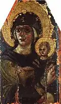 Notre-Dame à l'enfant. Encaustique. VIe&nbsp;siècle. Kiev. Musée B. Khanenko.