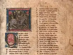 enluminure du roman de Chrétien de Troyes datée du XIIe siècle montrant le départ de Perceval