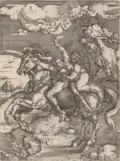 Copie de l'eau-forte de Dürer par Hieronymus Hopfer&nbsp;(de), entre 1525 et 1550.