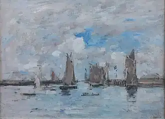 L'entrée du port de Trouville à marée haute par Eugène Boudin