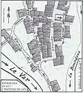 Partie sud du village en 1870.
