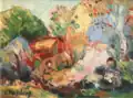 Entraygues, Les Arbres roses, 1942, huile sur carton, 17,8&nbsp;×&nbsp;22,8&nbsp;cm, coll. priv.