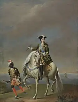 POrtrait équestre de Catherine par Georg Christoph Grooth.