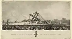 Ignace-François Bonhommé, Érection de l'Obélisque de Louxor sur la place de la Concorde à Paris, 25 octobre 1836, à midi, 1836, lithographie, musée Carnavalet, Paris