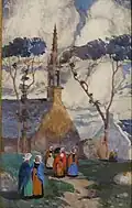 Ernest Guérin : Tréboul, chapelle Saint-Jean (aquarelle et gouache sur papier, sans date).
