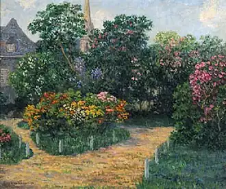 Jardin fleuri près de l'église à Châteaulin