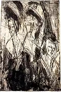Trois cocottes la nuit, gravure 1914