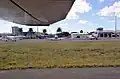 Les hangars de l'aérodrome d'Eros vus depuis un avion.