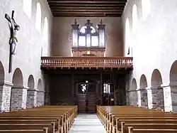 Vue intérieure de la nefvers la tribune d'orgue,.