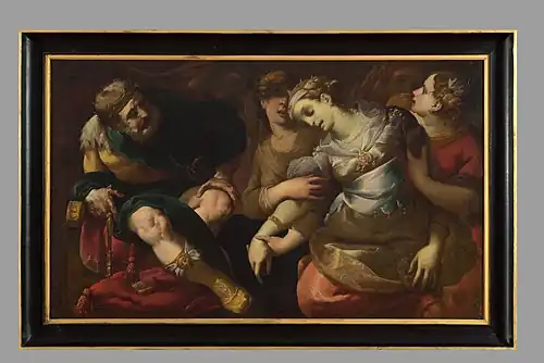 Esther et Assuerus, huile sur panneau de bois, XVIIe siècle, Avignon, musée Calvet.