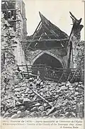 Carte postale de l'église détruite.