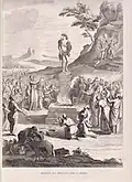 Idolâtrie des israëlites dans le desert, gravure de 1844, dans la collection du musée juif de Suisse.