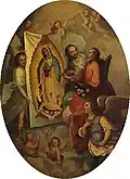 Dieu le père peignant la Vierge de Guadalupe. Anonyme, XVIIIe&nbsp;siècle.