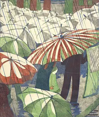 Linogravure en 4 couleurs, Ethel Spowers (1890-1947).
