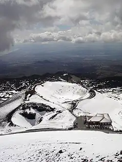 Le cratère Silvestri depuis le refuge de Sapienza.