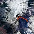 Vue satellite des coulées de lave (19 février 2021).