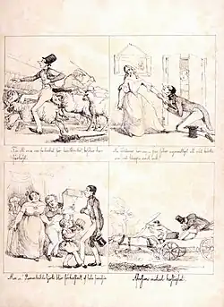 "Ett frieri. Pauverstråhles hjerta blir förkastadt af hela familjen." Exemple des premières bandes dessinées de von Dardel.