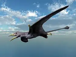 Restauration artistique de Eudimorphodon volant.