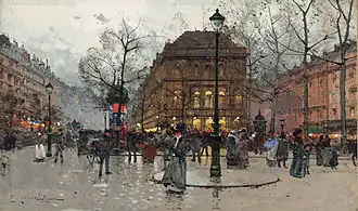 Boulevard Saint-Martin, matinée à l’Ambigu, Eugène Galien-Laloue (1909).