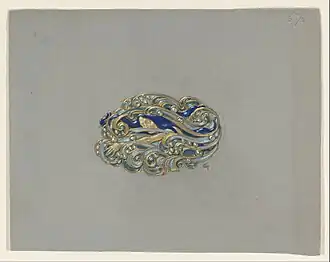 Dessin pour une broche émaillée (1900).