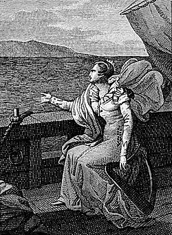 Marie Stuart sur le vaisseau qui la conduit en Écosse, gravure anonyme d'après le tableau du Salon de 1822