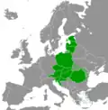 Carte : Pologne, Tchéquie, Slovaquie, Hongrie, Autriche, Roumanie, Croatie, Slovénie, Pays baltes.