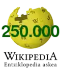 250&nbsp;000e article sur Wikipedia en basque, 20 juin 2016.