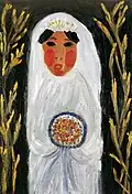 Eva Lallement, La Mariée, 1975, huile sur toile, 81&nbsp;×&nbsp;54&nbsp;cm.