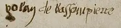 signature d'Yolande de Bassompierre