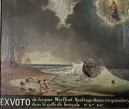 Ex-voto remerciant Notre-Dame de Bon-Port pour son intervention lors d'un naufrage dans le golfe du Bengale en 1857