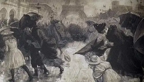 Un soudain orage surprend les visiteurs.