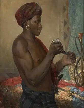 La préparation du narguilé, 1872 (huile sur toile ; 81&nbsp;×&nbsp;65&nbsp;cm), collection privée.