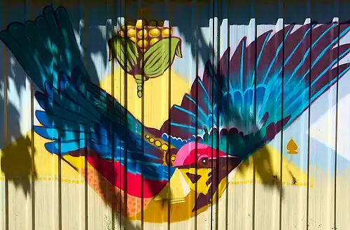 Décoration d'une porte de garage.