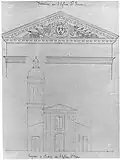 Façade de l'église Saint-Jean-du-Perrot et détail du fronton, par Ernest Massiou.