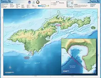 Carte de la baie de Fagatele sur l'île de Tutuila.