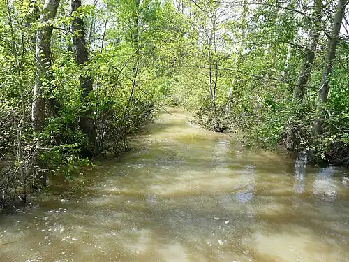 À l'ouest de Saint-Laurent-des-Hommes lors d'une crue.